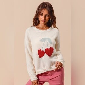 SO ME Heart Cherry Knitted Valentine Sweater Top